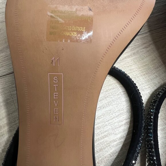 Steven‎ New York Black Rhinestone Jercy Heel Sandals Slip On Size 11 - Picture 13 of 14